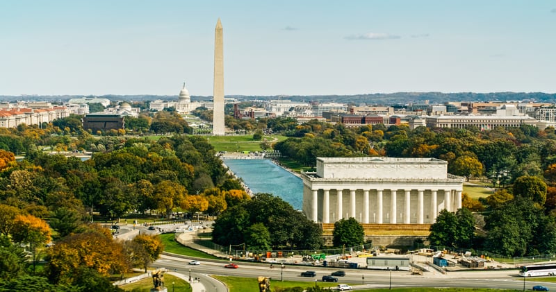 Aerial view of the National Mall in Washington, D.C.