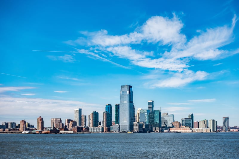 Panoramic view of the Jersey City, New Jersey skyline