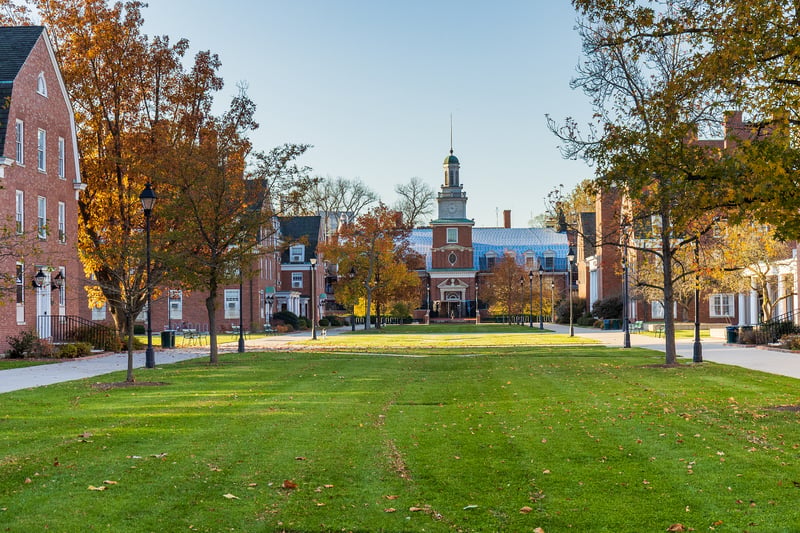 A university green.