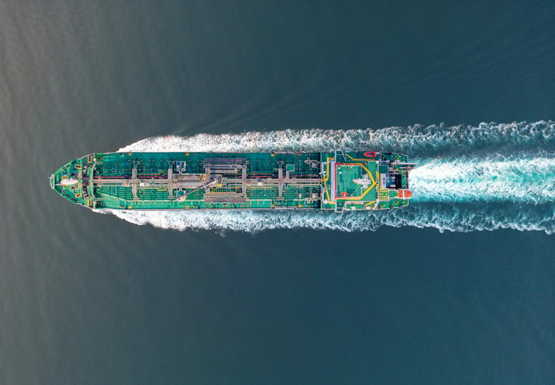 An oil tanker at sea.