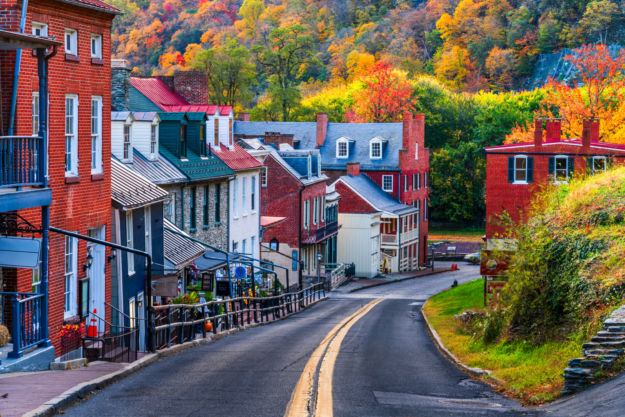 A beautiful small town in the fall.